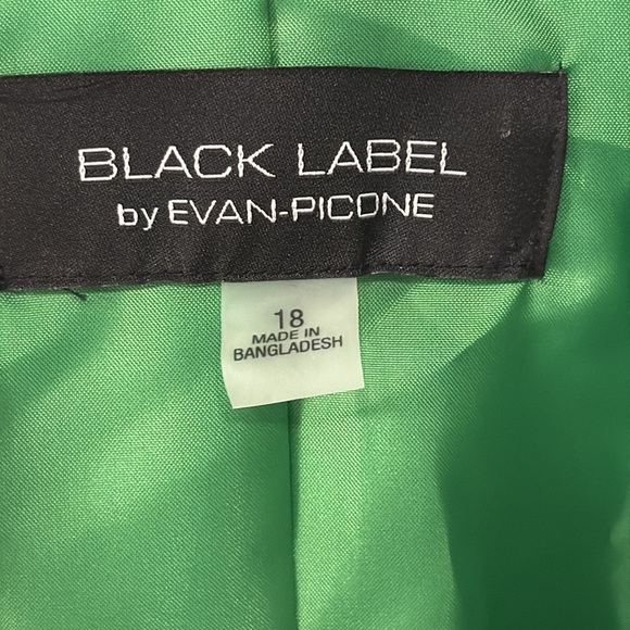 Evan-Picone Black Label Lime Green Open Front 3/4 Sleeve Blazer Workwear Size 18 - Picture 4 of 10